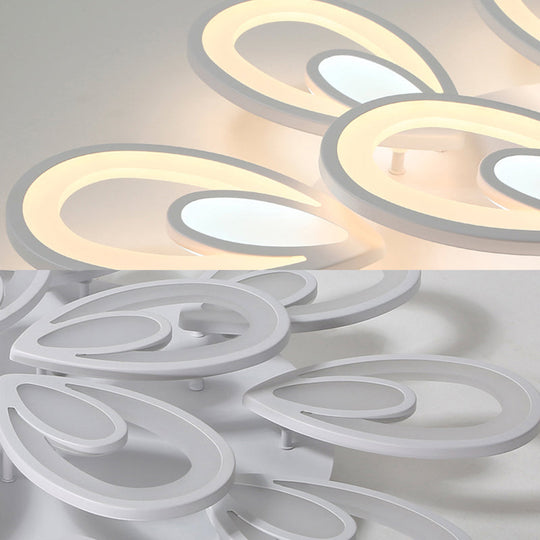 Contemporary LED Petal Flush Mount Light Fixture: 6/12/15 Lights, Warm/White/Natural Light, White Ceiling Lighting