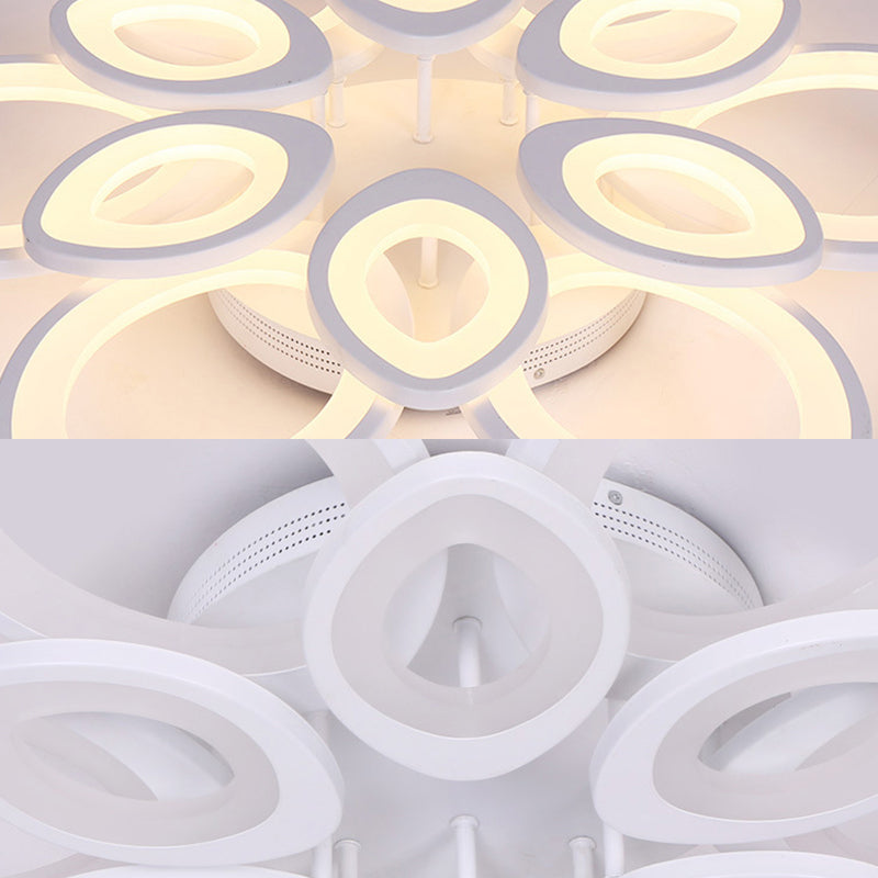 LED Flush Mount Ceiling Light with Acrylic Shade and 4/5/8 Lights in Warm/White/Natural Light