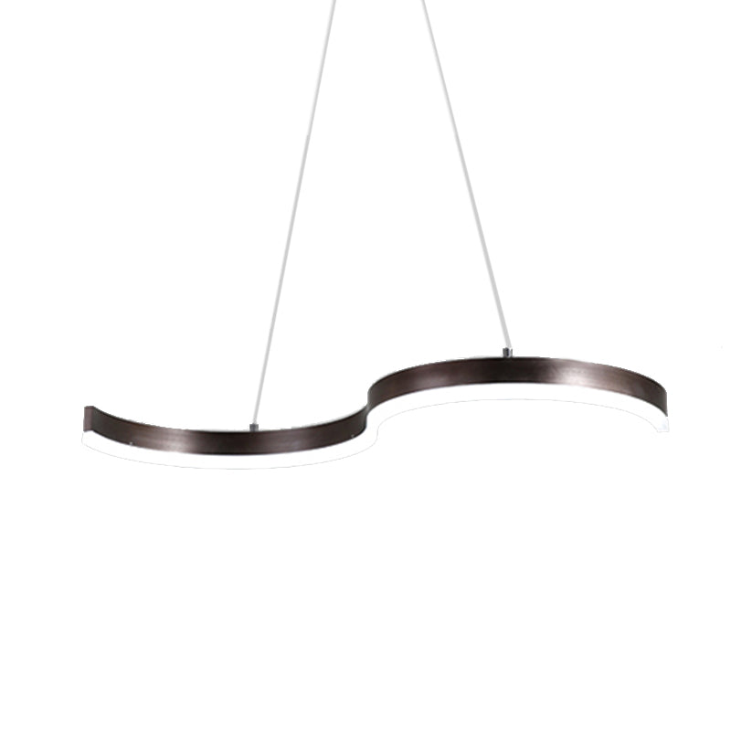 Contemporary 1-Light Chandelier - 25.5/31.5 Wide Brown S-Shaped Pendant With Acrylic Shade In