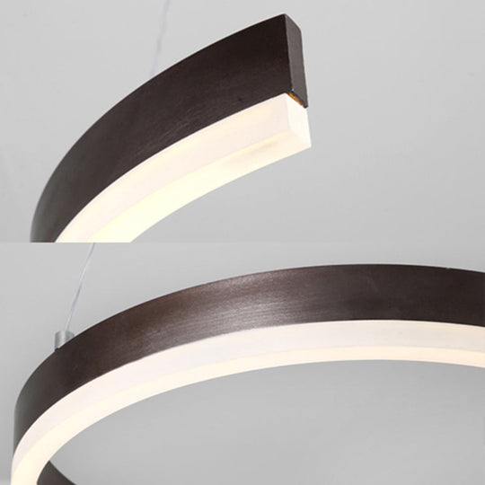 Contemporary 1-Light Chandelier - 25.5/31.5 Wide Brown S-Shaped Pendant With Acrylic Shade In