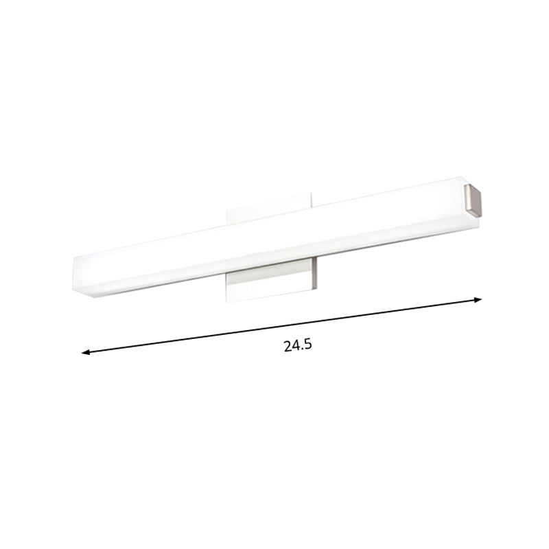 Modern Led Wall Sconce With Acrylic Shade Chrome Finish Rectangular Vanity Lighting In Warm/White