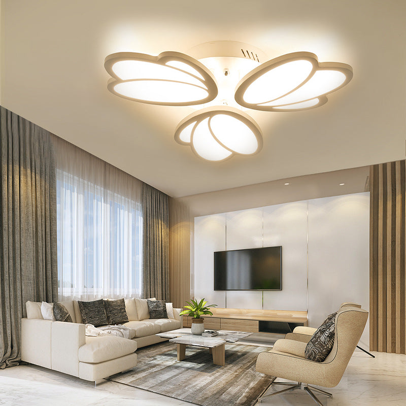 Contemporary Acrylic Leaf Flush Mount Light - LED Ceiling Fixture for Living Room - 3/6/9 Warm/White/Natural Lights