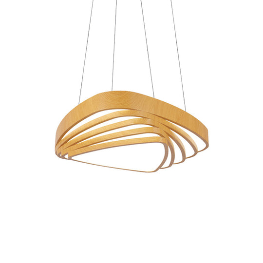 Modern Triangle Led Pendant Light In Warm/White/Natural - 18/22 Wide Wooden Beige Ceiling Fixture