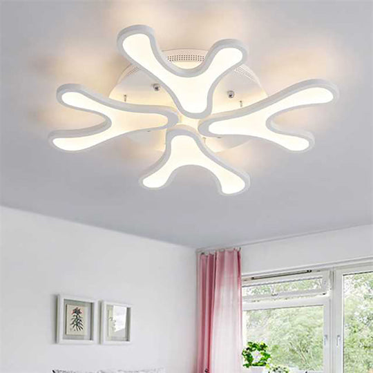 Contemporary Coral LED Flush Mount Ceiling Light - Acrylic 4/6/12-Light Bedroom Lighting Fixture (Warm/White/Natural)