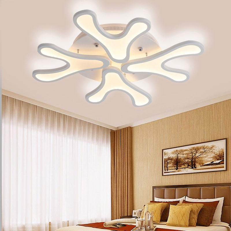 Contemporary Coral LED Flush Mount Ceiling Light - Acrylic 4/6/12-Light Bedroom Lighting Fixture (Warm/White/Natural)