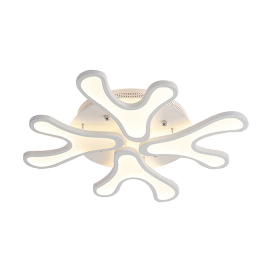 Contemporary Coral LED Flush Mount Ceiling Light - Acrylic 4/6/12-Light Bedroom Lighting Fixture (Warm/White/Natural)