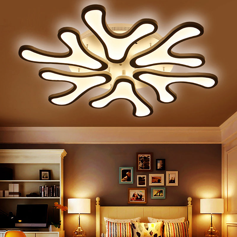 Contemporary Coral LED Flush Mount Ceiling Light - Acrylic 4/6/12-Light Bedroom Lighting Fixture (Warm/White/Natural)