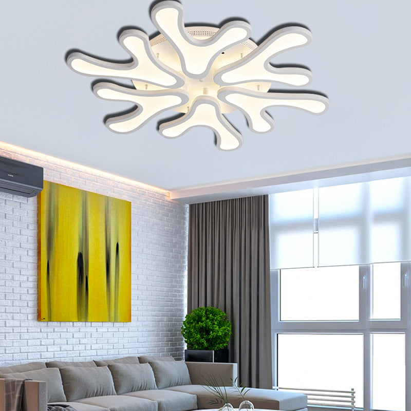 Contemporary Coral LED Flush Mount Ceiling Light - Acrylic 4/6/12-Light Bedroom Lighting Fixture (Warm/White/Natural)