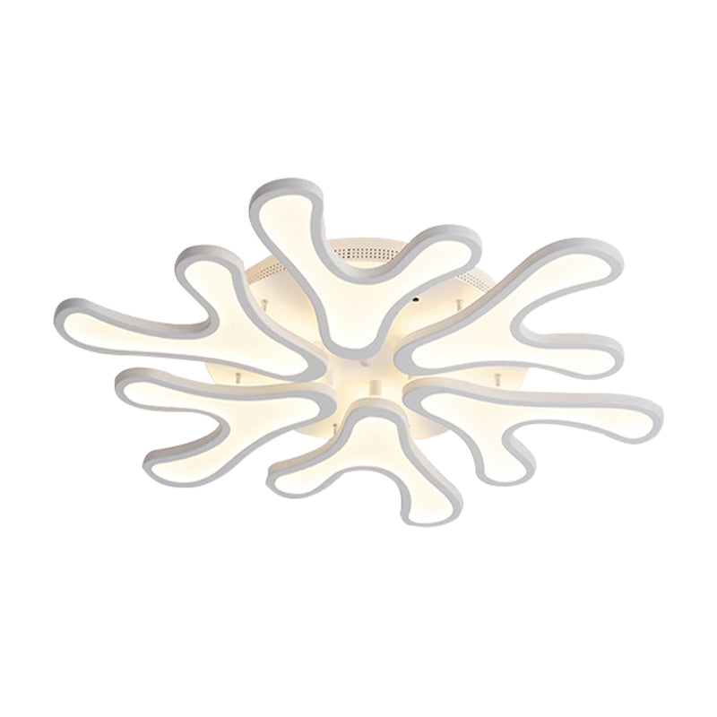 Contemporary Coral LED Flush Mount Ceiling Light - Acrylic 4/6/12-Light Bedroom Lighting Fixture (Warm/White/Natural)