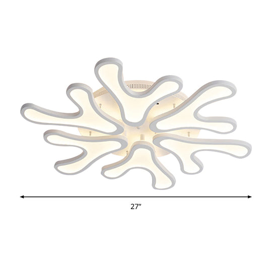 Contemporary Coral LED Flush Mount Ceiling Light - Acrylic 4/6/12-Light Bedroom Lighting Fixture (Warm/White/Natural)