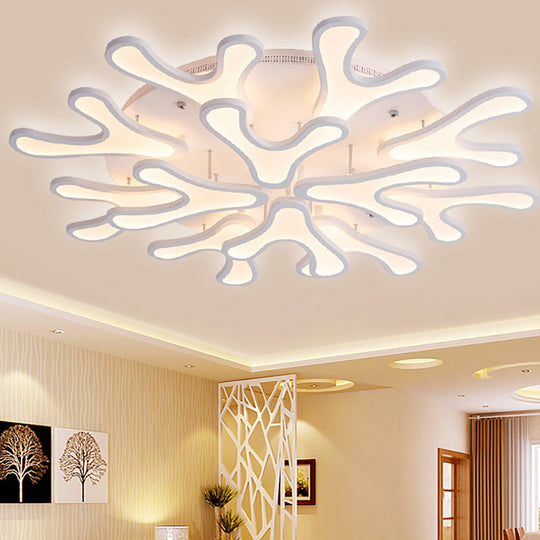 Contemporary Coral LED Flush Mount Ceiling Light - Acrylic 4/6/12-Light Bedroom Lighting Fixture (Warm/White/Natural)