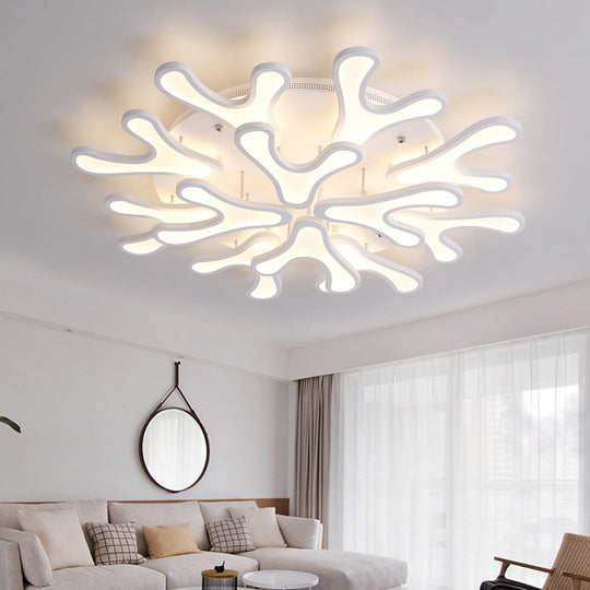 Contemporary Coral LED Flush Mount Ceiling Light - Acrylic 4/6/12-Light Bedroom Lighting Fixture (Warm/White/Natural)