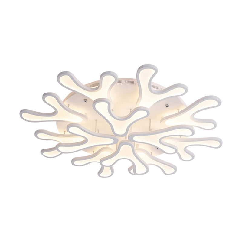 Contemporary Coral LED Flush Mount Ceiling Light - Acrylic 4/6/12-Light Bedroom Lighting Fixture (Warm/White/Natural)