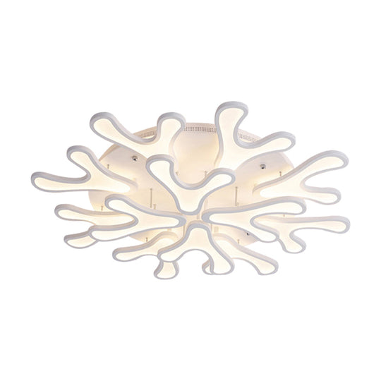 Contemporary Coral LED Flush Mount Ceiling Light - Acrylic 4/6/12-Light Bedroom Lighting Fixture (Warm/White/Natural)