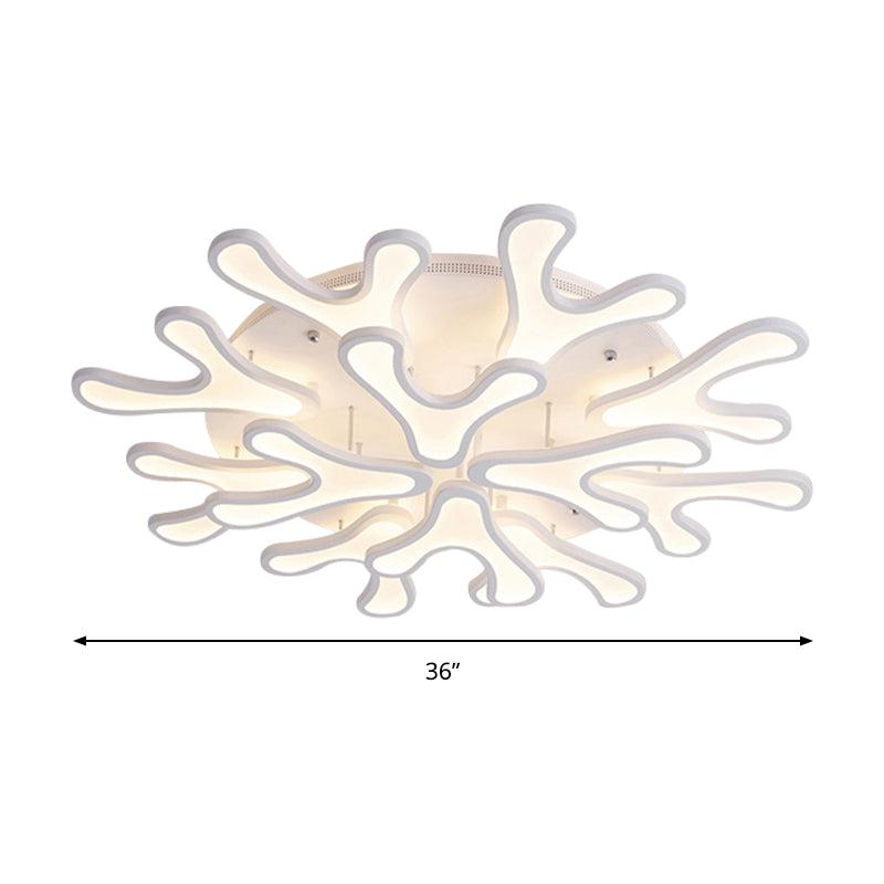 Contemporary Coral LED Flush Mount Ceiling Light - Acrylic 4/6/12-Light Bedroom Lighting Fixture (Warm/White/Natural)