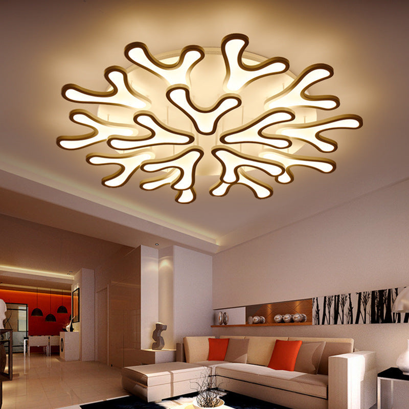 Contemporary Coral LED Flush Mount Ceiling Light - Acrylic 4/6/12-Light Bedroom Lighting Fixture (Warm/White/Natural)