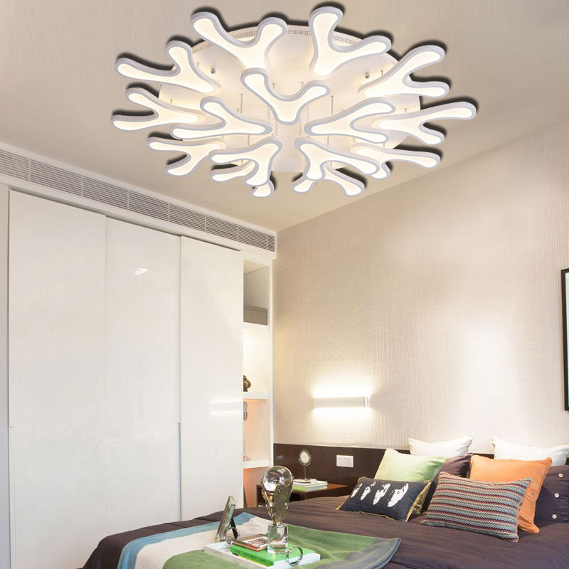 Contemporary Coral LED Flush Mount Ceiling Light - Acrylic 4/6/12-Light Bedroom Lighting Fixture (Warm/White/Natural)