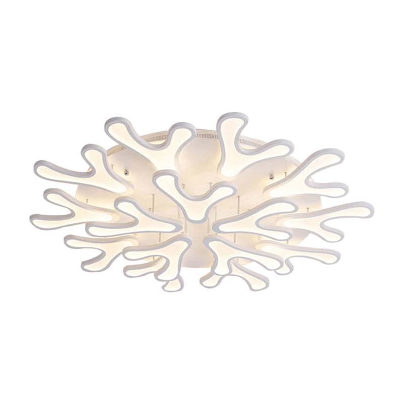 Contemporary Coral LED Flush Mount Ceiling Light - Acrylic 4/6/12-Light Bedroom Lighting Fixture (Warm/White/Natural)