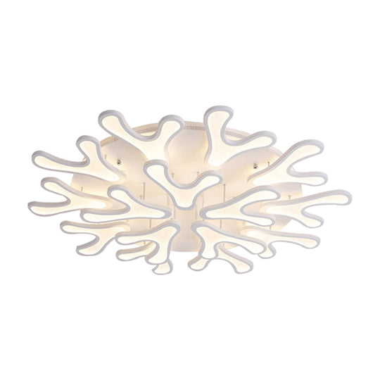 Contemporary Coral LED Flush Mount Ceiling Light - Acrylic 4/6/12-Light Bedroom Lighting Fixture (Warm/White/Natural)