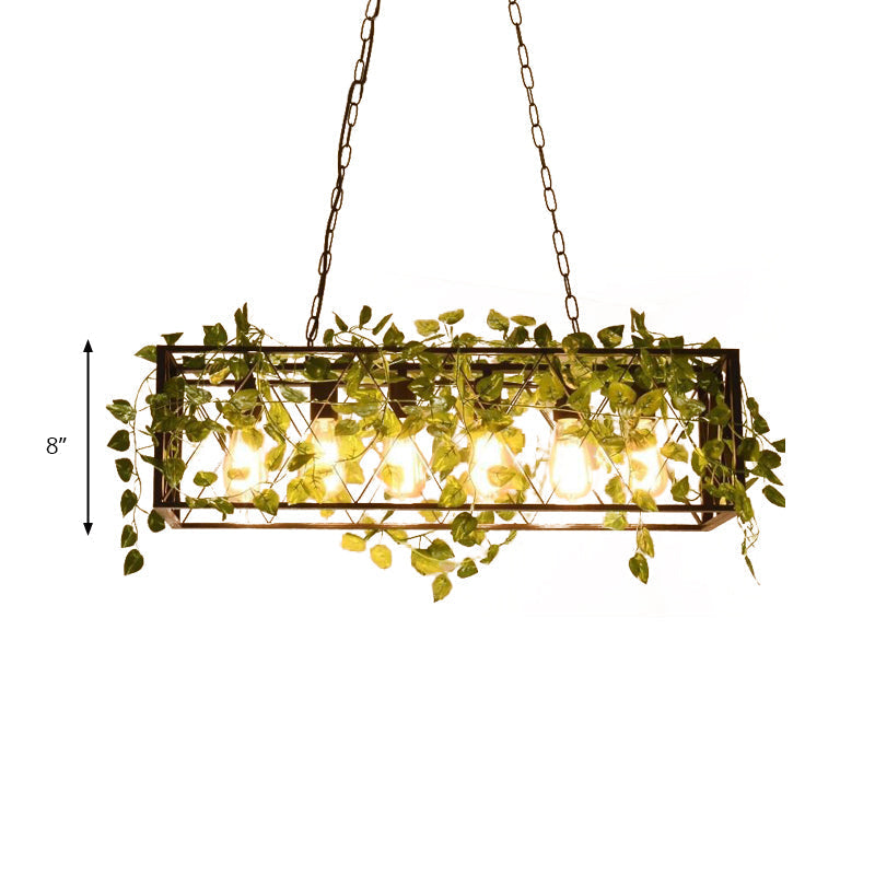 Farmhouse Style Bronze Wrought Iron Hanging Lamp With 6 Lights - Perfect For Restaurants