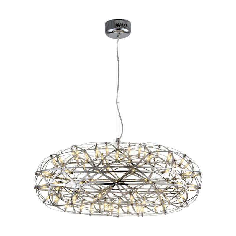 Modern Chrome Disc Chandelier 16/21 With Led Lighting Stainless Steel Hanging Lamp In Warm Or White