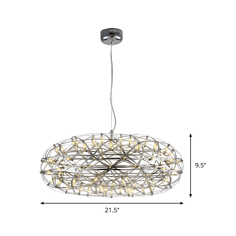 Modern Chrome Disc Chandelier 16/21 With Led Lighting Stainless Steel Hanging Lamp In Warm Or White