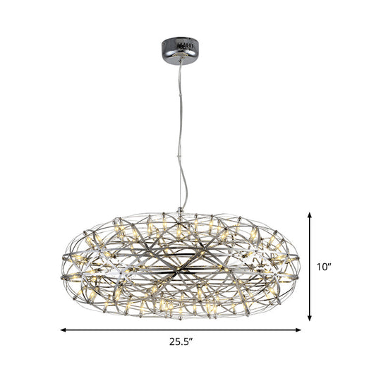 Modern Chrome Disc Chandelier 16/21 With Led Lighting Stainless Steel Hanging Lamp In Warm Or White