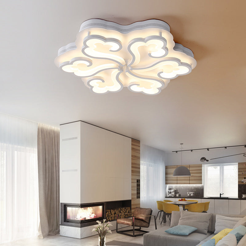 Sleek Acrylic Cloud LED Flush Ceiling Lamp with 4/6/12 Simplicity Lights | Warm/White/Natural Light Options Available