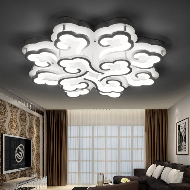 Sleek Acrylic Cloud LED Flush Ceiling Lamp with 4/6/12 Simplicity Lights | Warm/White/Natural Light Options Available