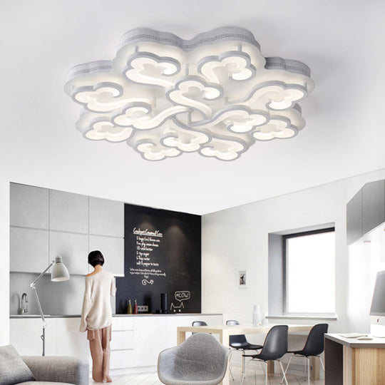 Sleek Acrylic Cloud LED Flush Ceiling Lamp with 4/6/12 Simplicity Lights | Warm/White/Natural Light Options Available