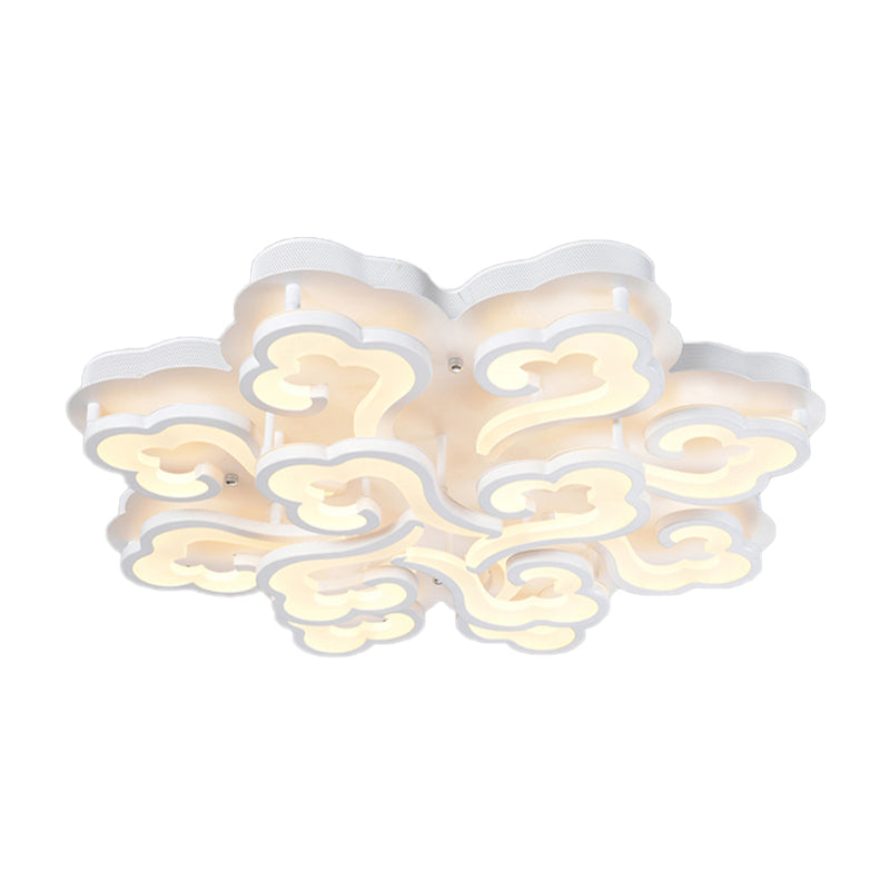 Sleek Acrylic Cloud LED Flush Ceiling Lamp with 4/6/12 Simplicity Lights | Warm/White/Natural Light Options Available