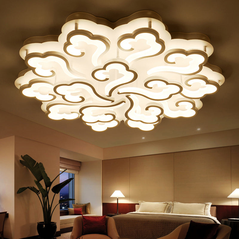 Sleek Acrylic Cloud LED Flush Ceiling Lamp with 4/6/12 Simplicity Lights | Warm/White/Natural Light Options Available