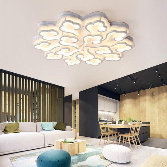 Sleek Acrylic Cloud LED Flush Ceiling Lamp with 4/6/12 Simplicity Lights | Warm/White/Natural Light Options Available