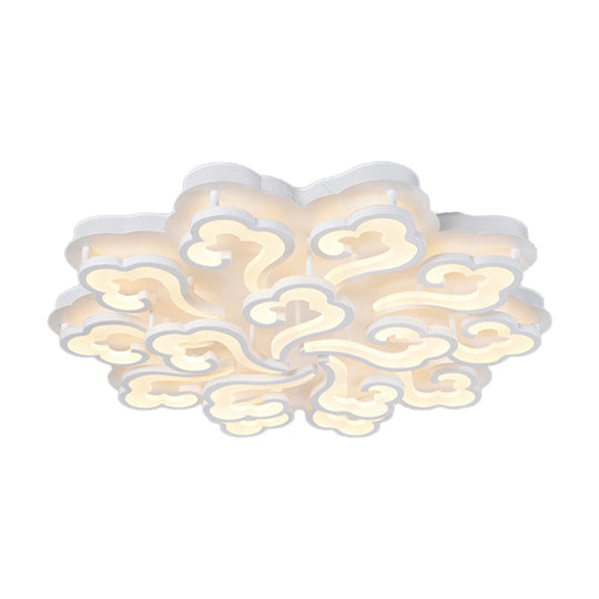 Sleek Acrylic Cloud Led Flush Ceiling Lamp With 4/6/12 Simplicity Lights | Warm/White/Natural Light