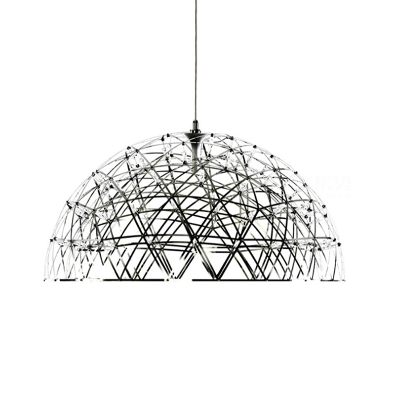 Modern Metal Led Dome Hanging Light Chandelier With Crisscrossing Triangular Pattern - 25.5 Or 31