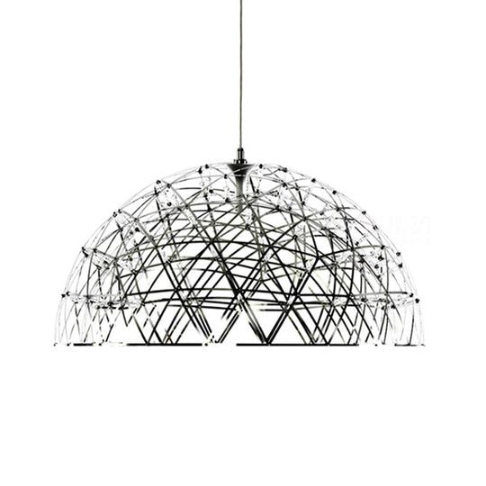 Modern Metal Led Dome Hanging Light Chandelier With Crisscrossing Triangular Pattern - 25.5 Or 31