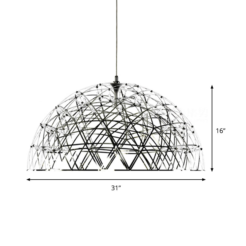 Modern Metal Led Dome Hanging Light Chandelier With Crisscrossing Triangular Pattern - 25.5 Or 31