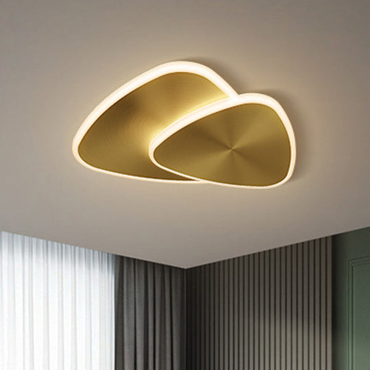 Modernist Metallic Triangle Ceiling Fixture With Led Flush Mount Lighting In Gold Warm/White/3 Color