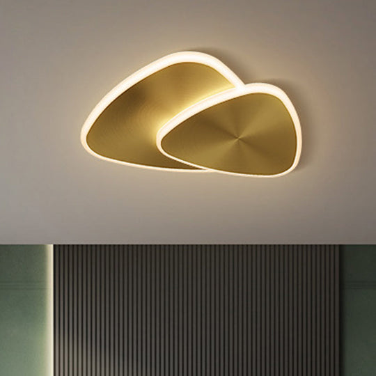 Modernist Metallic Triangle Ceiling Fixture With Led Flush Mount Lighting In Gold Warm/White/3 Color