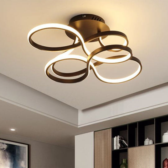 Twisted Metallic Flush Mount Ceiling Light with LED in White/Brass/Gold and 3 Color Options