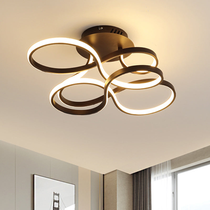 Twisted Metallic Flush Mount Ceiling Light with LED in White/Brass/Gold and 3 Color Options