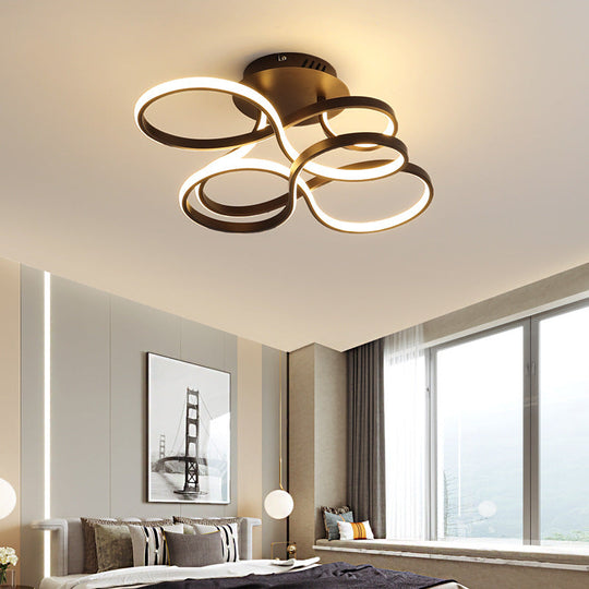 Twisted Metallic Flush Mount Ceiling Light with LED in White/Brass/Gold and 3 Color Options