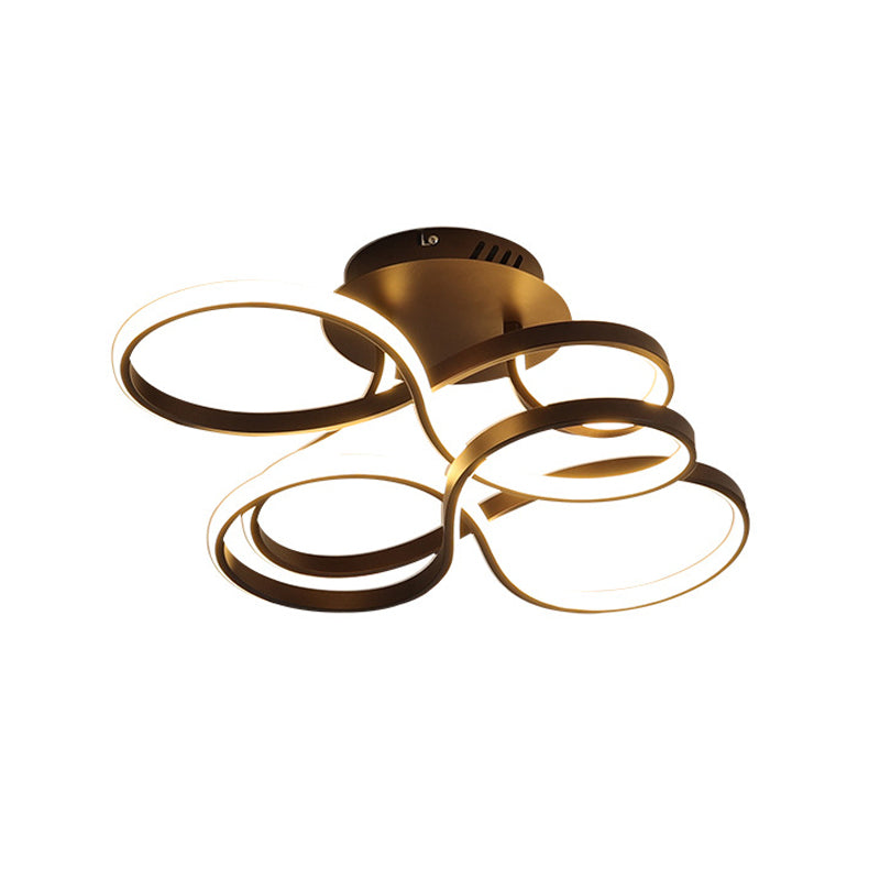 Twisted Metallic Flush Mount Ceiling Light with LED in White/Brass/Gold and 3 Color Options