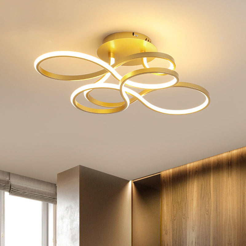 Twisted Metallic Flush Mount Ceiling Light with LED in White/Brass/Gold and 3 Color Options