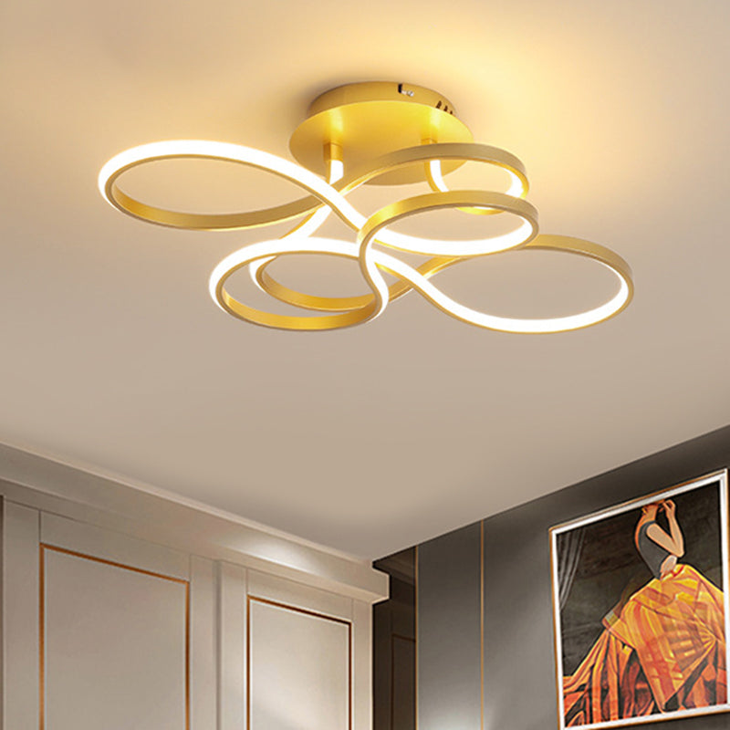 Twisted Metallic Flush Mount Ceiling Light with LED in White/Brass/Gold and 3 Color Options