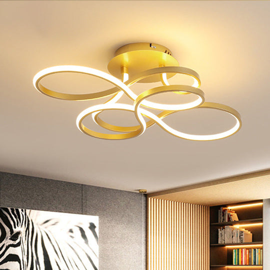 Twisted Metallic Flush Mount Ceiling Light with LED in White/Brass/Gold and 3 Color Options