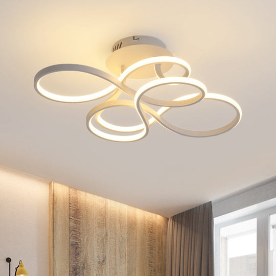 Twisted Metallic Flush Mount Ceiling Light with LED in White/Brass/Gold and 3 Color Options