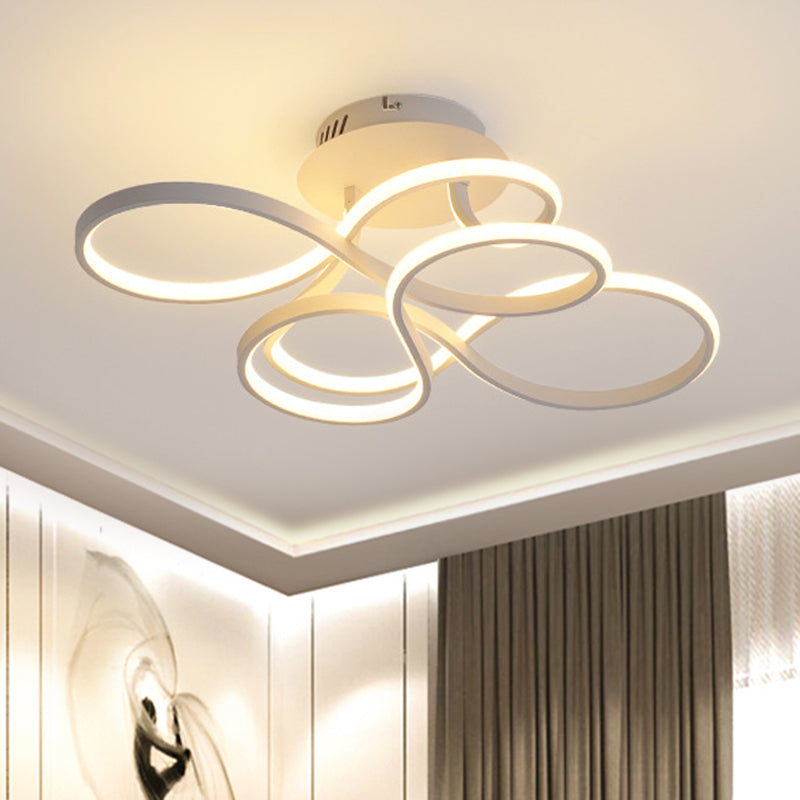 Twisted Metallic Flush Mount Ceiling Light with LED in White/Brass/Gold and 3 Color Options