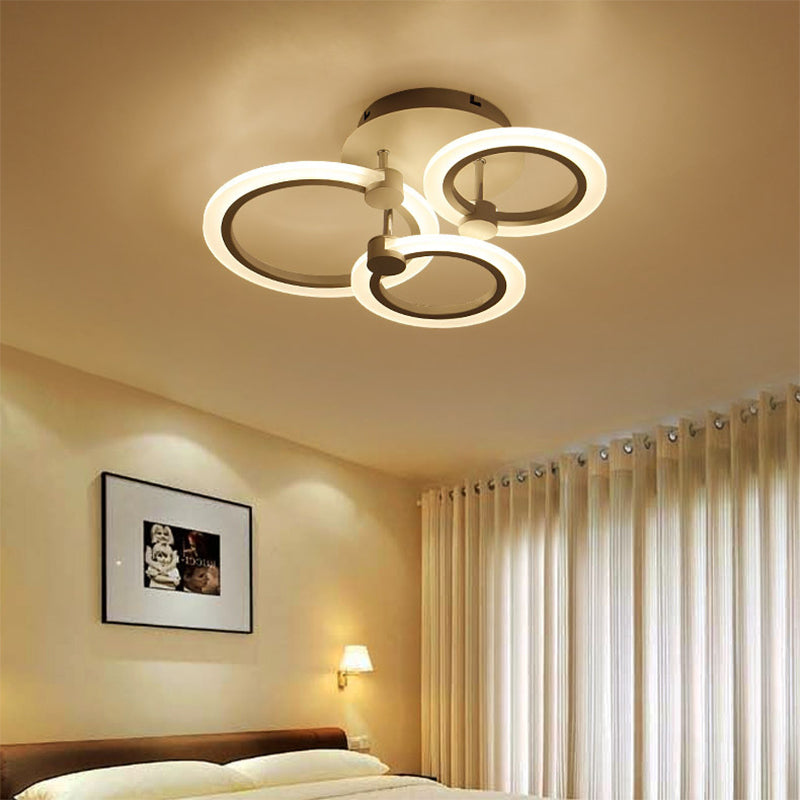 Acrylic Flush Ceiling Light with Multi-Tiered LED and Warm/White/Natural Light - Available in 3/5/7 Lights