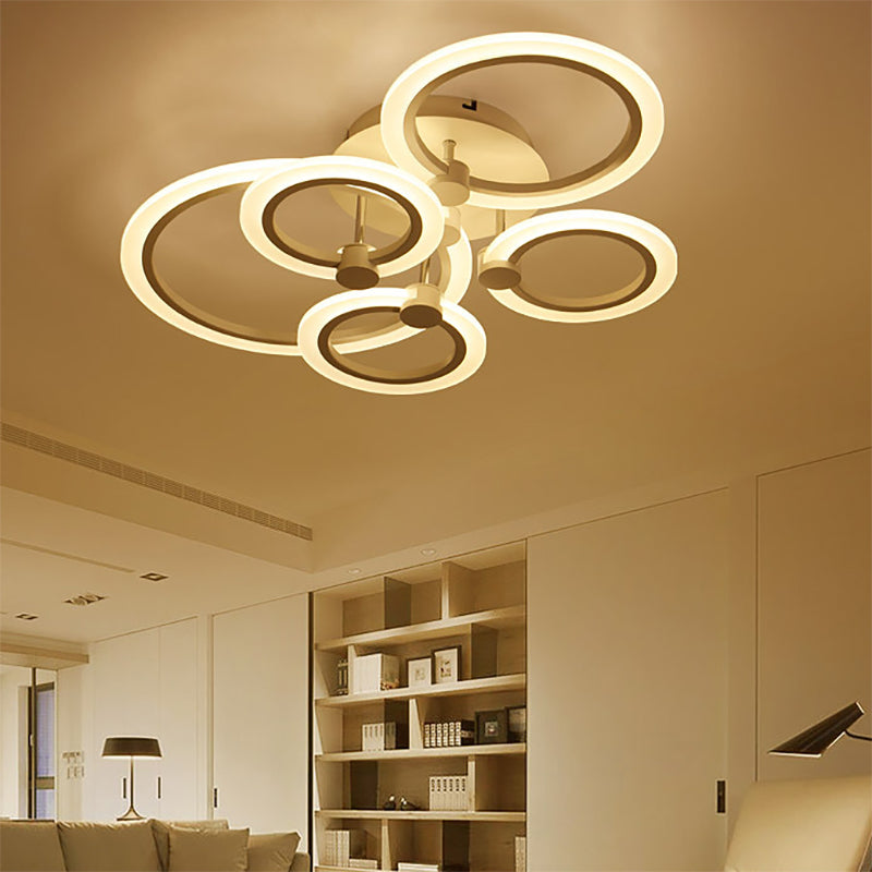 Acrylic Flush Ceiling Light with Multi-Tiered LED and Warm/White/Natural Light - Available in 3/5/7 Lights